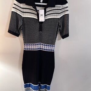 Guess Black and Blue Patterned Mini Dress